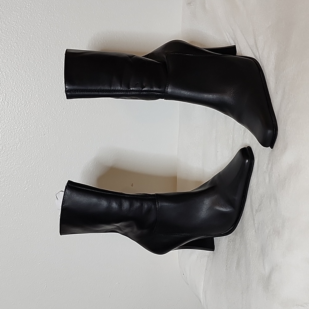Vintage Steve Madden Josie Leather Boots Y2K 90S Ankle Booties Black Heeled RARE - Picture 3 of 15